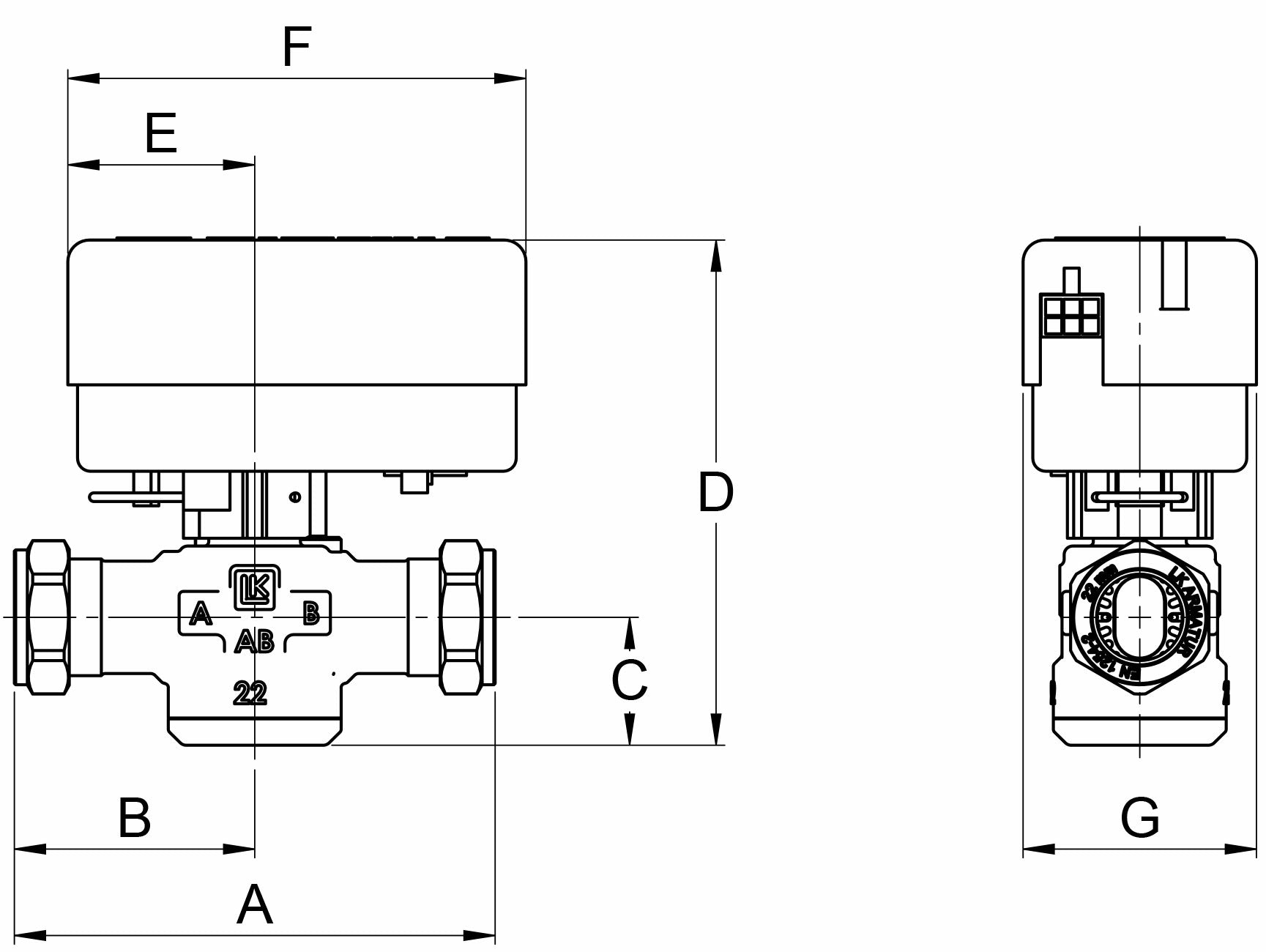 LK 525 2W Set - incl. Actuator 230VAC 1m Cable - Compression Fitting