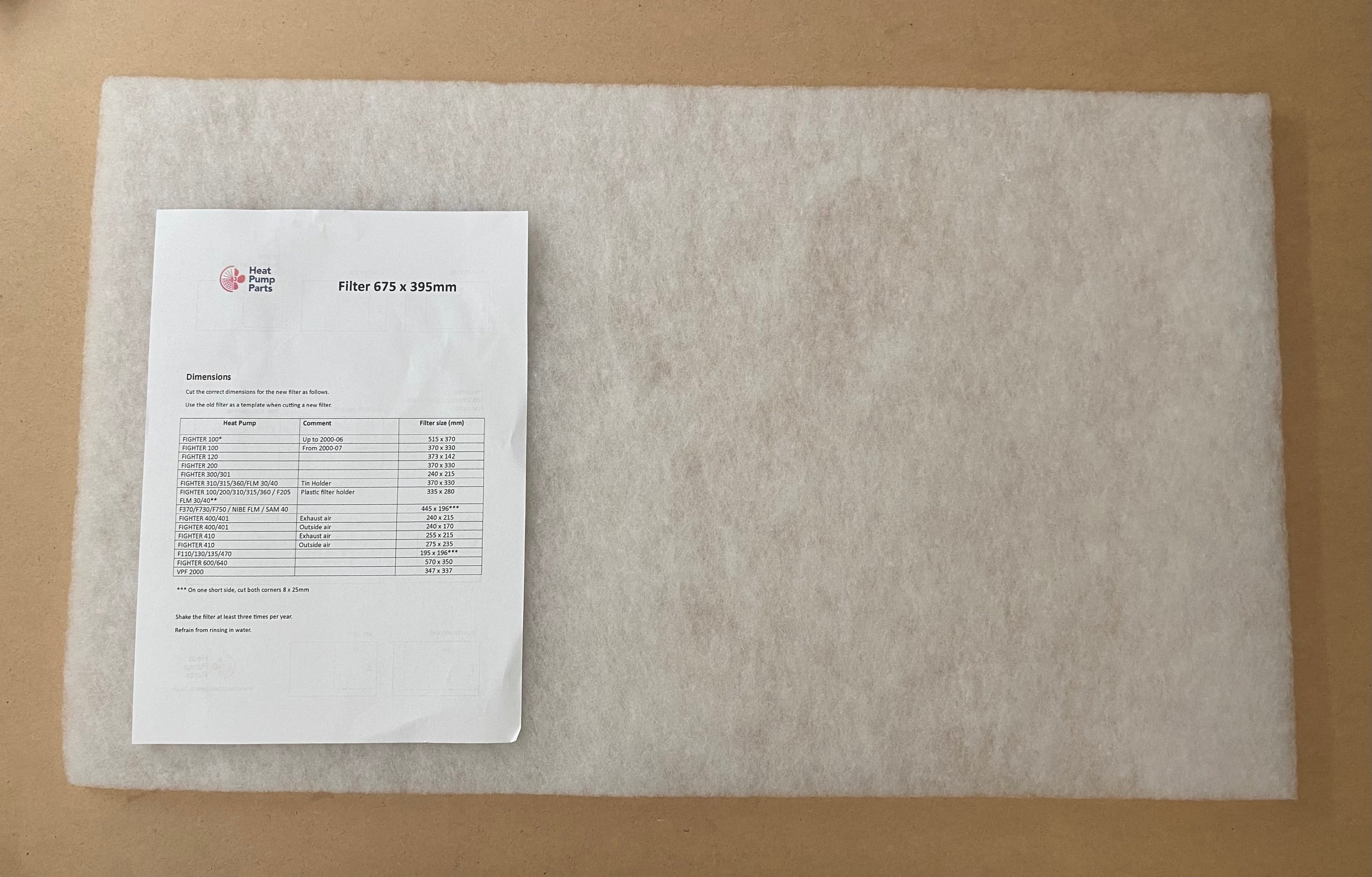 Universal Filter (2 Pack) for Exhaust Heat Pumps and Air Conditioners 675x395 mm