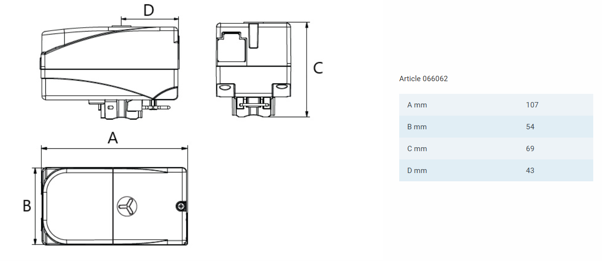 LK EMV 110-K Actuator 230 VAC With Cable 3m - 066062