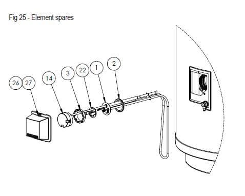 95602002 Mitsubishi Immersion Heater Inc Shroud & Gasket