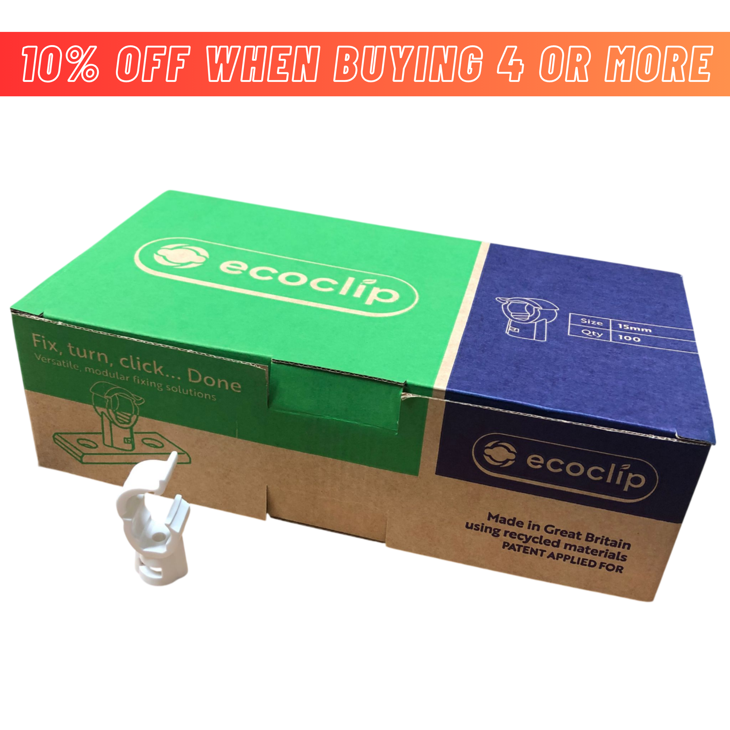 Ecoclip Camlock Pipe Clip White (Eco Clip)