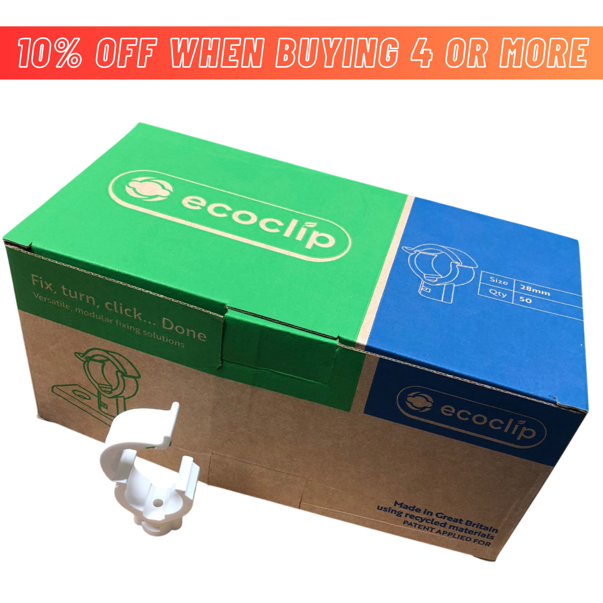 Ecoclip Camlock Pipe Clip White (Eco Clip)