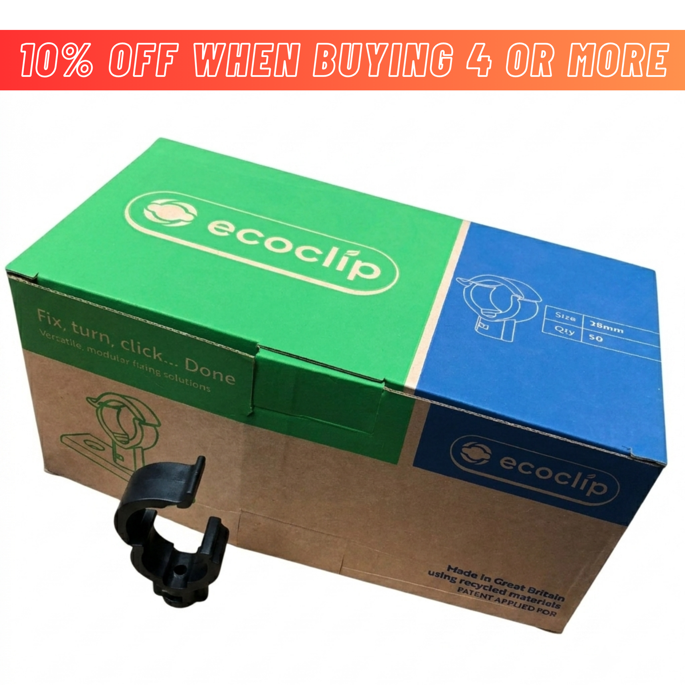 Ecoclip Camlock Pipe Clip Black (Eco Clip)